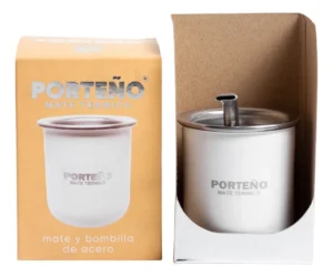 Mate Acero Porteño Blanco Pack x4