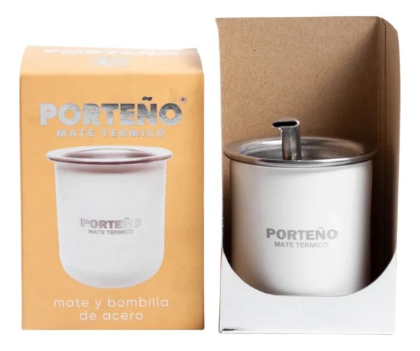 Mate Acero Porteño Blanco Pack x4