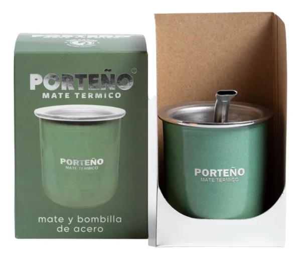 Mate Acero Porteño Verde Pack x4