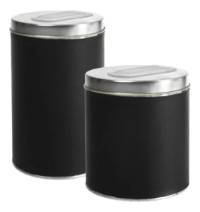 Latas Yerbera Con Pico Vertedor Y Azucarera Mates Color Negro