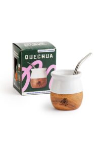 Mate Ceramica y Madera Quechua Blanco Pack x4