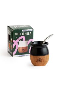 Mate Ceramica y Madera Quechua Negro Pack x4