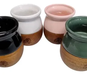 Mate Ceramica y Madera Quechua Surtido Pack x4