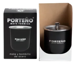 Mate Acero Porteño Negro Pack x4
