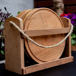 Cajon + 6 Platos Redondos De 24cm Algarrobo Pack de 5 Unid