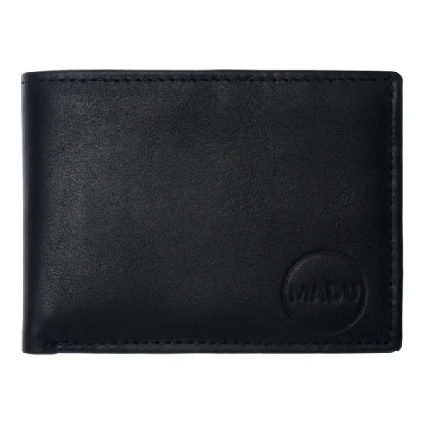 Billetera Cuero Legitimo Hombre Simple Sin Volante Madu Negro