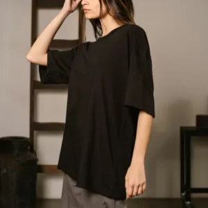 Remera Oversize Liso Amplia 100% Algodon Premium Negro