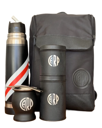 Kit matero corporativo con termo, mate, bombilla y latas personalizadas