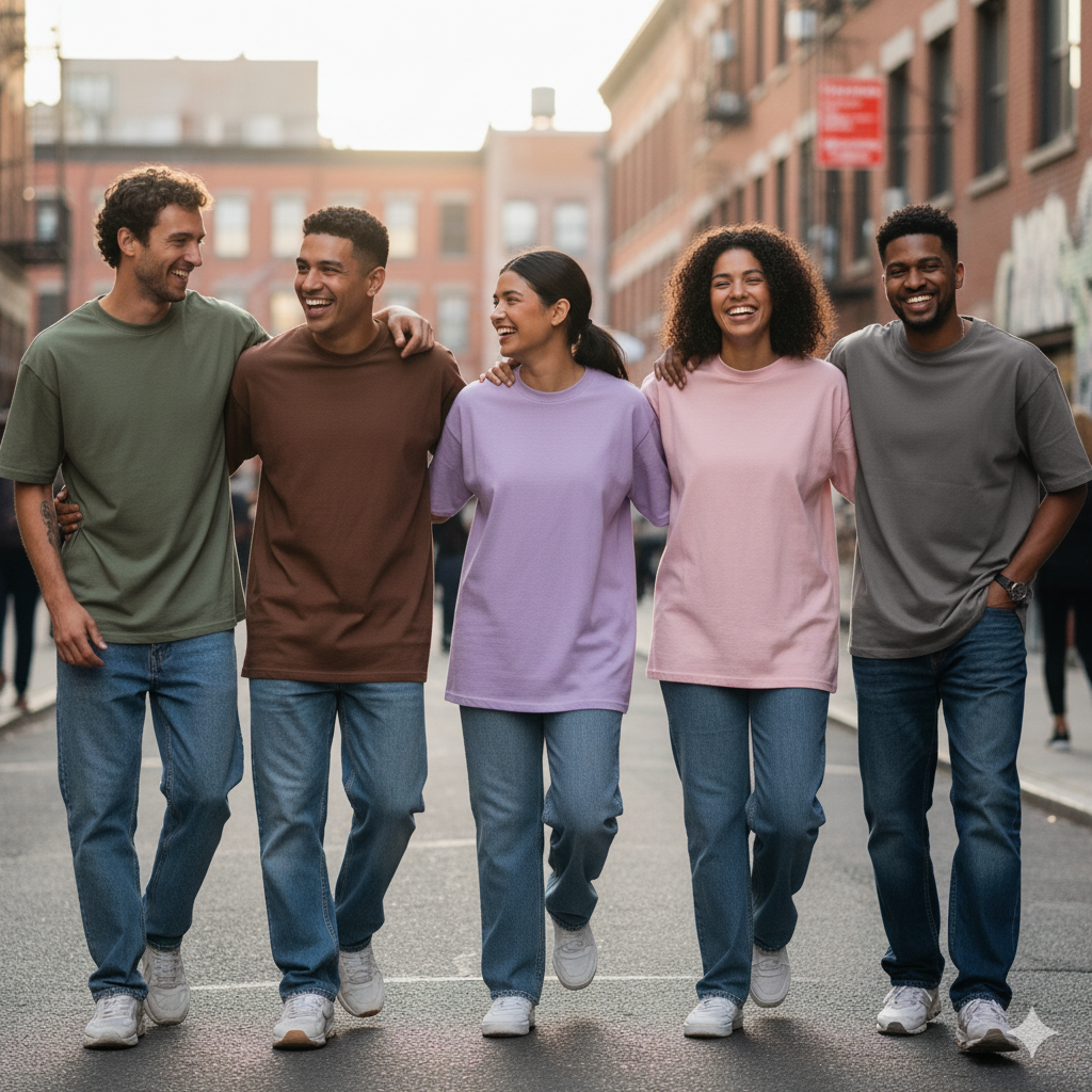 Remeras oversize en colores