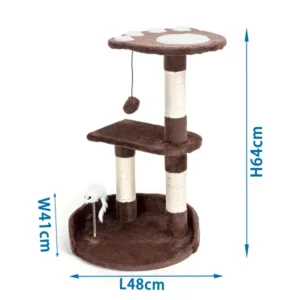 Rascador Cama 3 Niveles Con Pelota- H 64 Cm