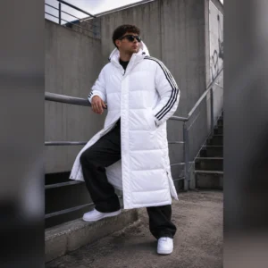 PARKA TRES TIRAS BLANCO Y NEGRO UNISEX