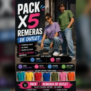 PACK X5 REMERAS DE OULET (remeras de segunda)