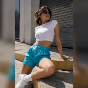 SHORT ENGOMADO CELESTE