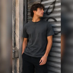 REMERA CLASICA GRIS TOPO JASPEADA
