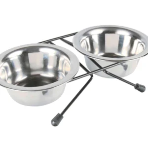 Comedero Trixie Doble Acero Soporte Chico para Mascotas