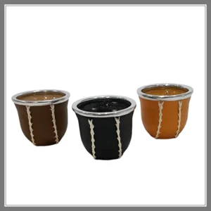 MATE DE VIDRIO FORRADO EN SIMIL CUERO