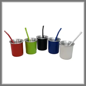 MATE TERMICO ALUMINIO C/BOMBILLA PINTADO STOCK BLANCO/NEGRO