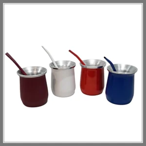MATE ALUMINIO TEXTURADO PINTADO CON BOMBILLA