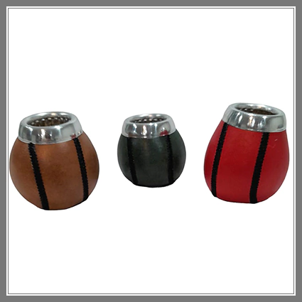 MATE DE CALABAZA FORRADO EN CUERO — calabazas para mates por mayor