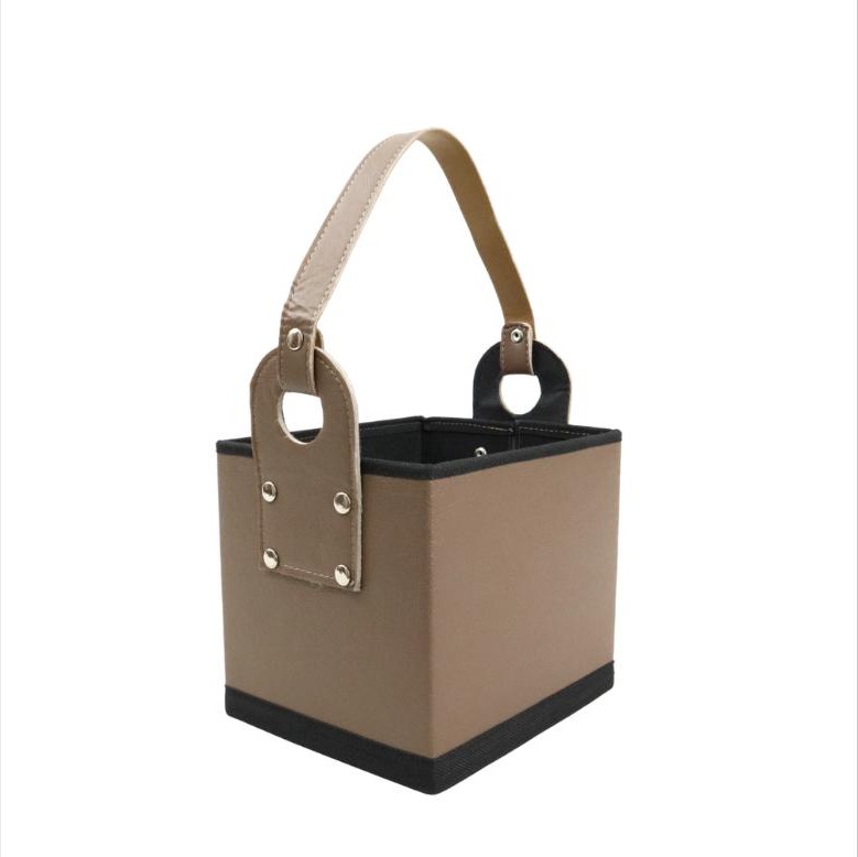Canasta Cuerina Cubo Chocolate - Materas De Cuero Por Mayor por mayor