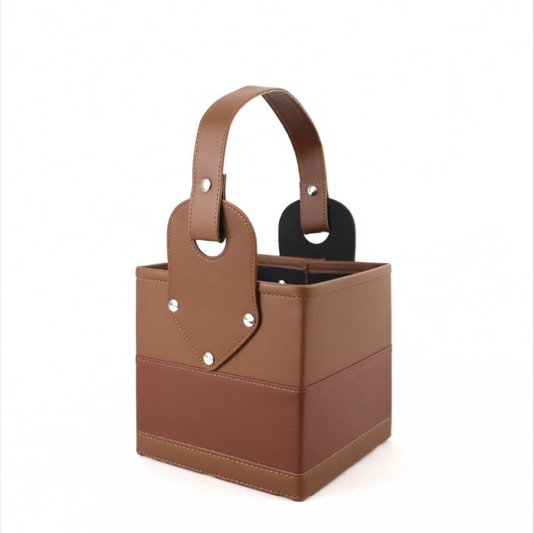 Canasta Cuerina Con Franja Chocolate