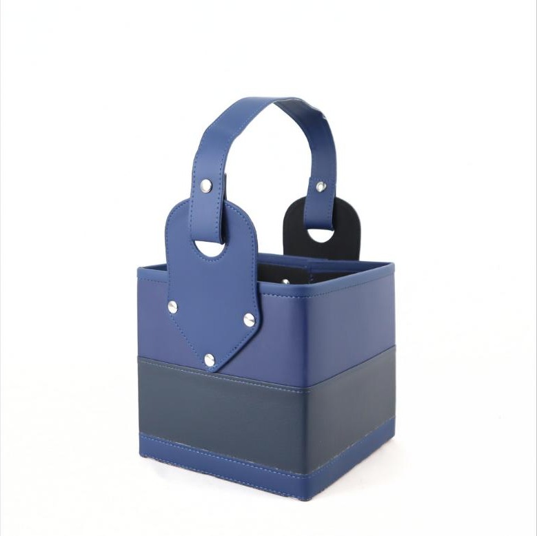 Canasta Cuerina Con Franja Azul