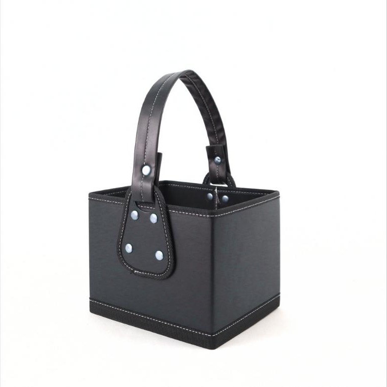 Canasta Cuerina Lisa Negro (CM10) - Merchandising Mayorista por mayor