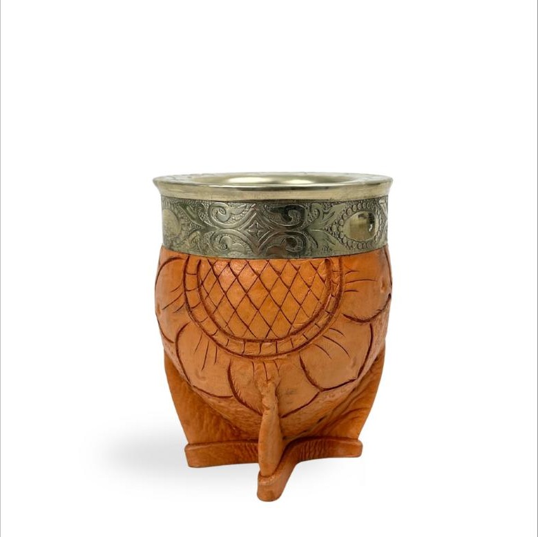 Mate Imperial Tallado Cincelado Alpaca Calabaza Bordó CH - Mates Y Termos Por Mayor por mayor