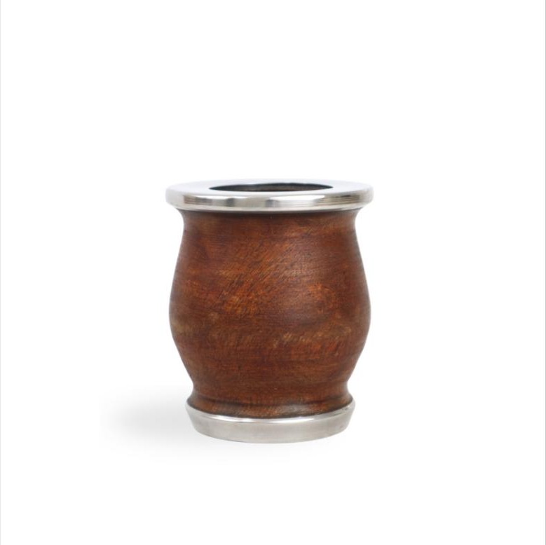 Mate Boca Plana Acero Algarrobo C/F - Mates Mayoristas por mayor