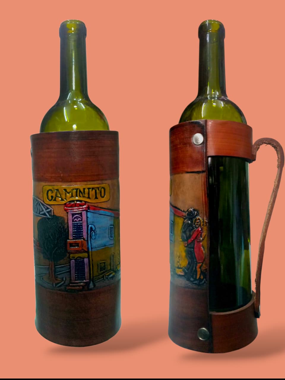 Porta Vinos de Cuero Vaqueta - Madu