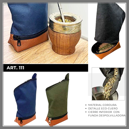 Yerbera Despolvillador Cordura, Detalle Eco Cuero, Cierre Inferior con Funda Despolvilladora - Madu