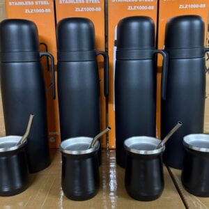 Termo 1 L con guampa 160 ml negro · Caja x20