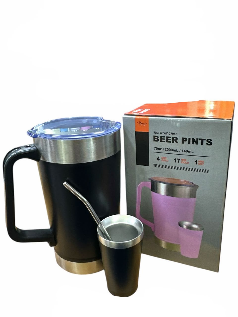Jarra térmica 2 L con guampa y bombilla negra · Caja x16