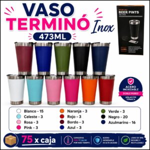 Vaso térmico inox 473 ml · Caja x75