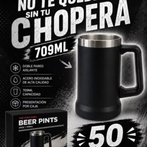 Chopp térmico 709 ml negro · Caja x50