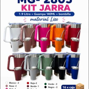 Kit jarra térmica 1,9 L con guampa y bombilla · Caja x16