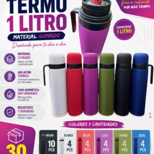Termo 1 L material gomado · Caja x30