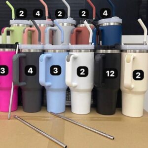 Vaso térmico 1,2 L con manija y sorbete · Caja x40