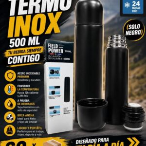 Termo inox 500 ml negro · Caja x60