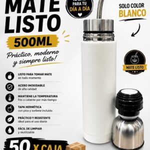 Mate listo 500 ml blanco · Caja x50