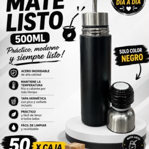 Mate listo 500 ml negro · Caja x50