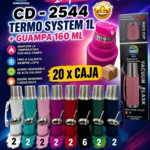 Termo system 1 L con guampa 160 ml · Caja x20