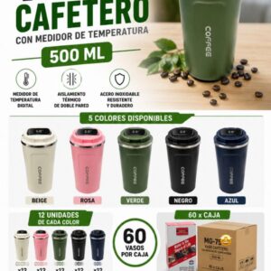 Vaso cafetero 500 ml con medidor de temperatura · Caja x60