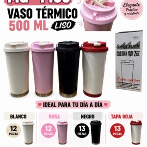 Vaso térmico para café 500 ml liso · Caja x50