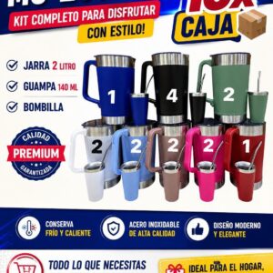 Kit jarra 2 L con guampa y bombilla · Caja x16