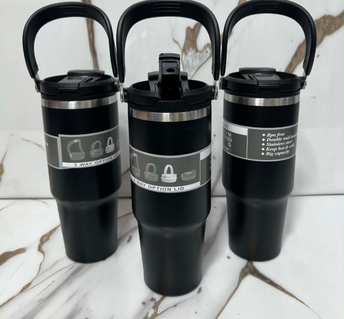 Vaso térmico 900 ml doble pico negro · Caja x50