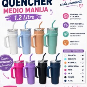 Vaso térmico medio manija 1,2 L · Caja x36