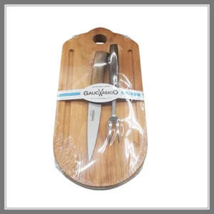 Tabla 26 X 12 CM, Cuchillo y Tenedor Hoja Acero Inox 8 CM Schmeiden, Cabo de Madera, al Vacio - Madu