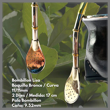 Bombillon Liso Boquilla Bronce Curva 11/11mm 2dijes Med: 17cm Pala Caño 9.52mm - Madu