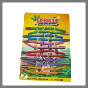 Bombilla Coco Resorte Colores Curva Larga X 12 - Madu